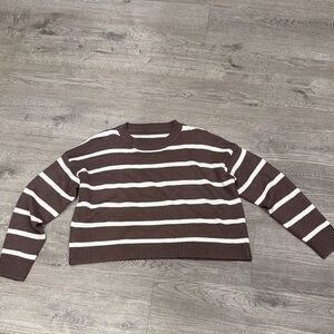Striped Brown and White Women's Sweater